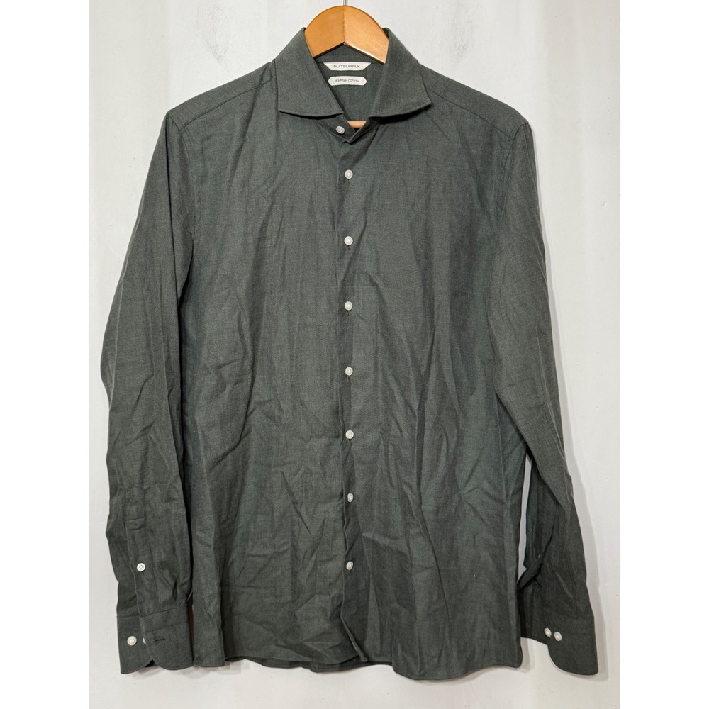 Suitsupply Thomas Mason Egyptian Cotton Slim Fit Shirt Dark Green 15.75 40